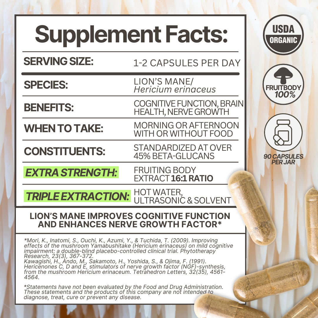 Lion's Mane 16:1 Triple Extract Capsules